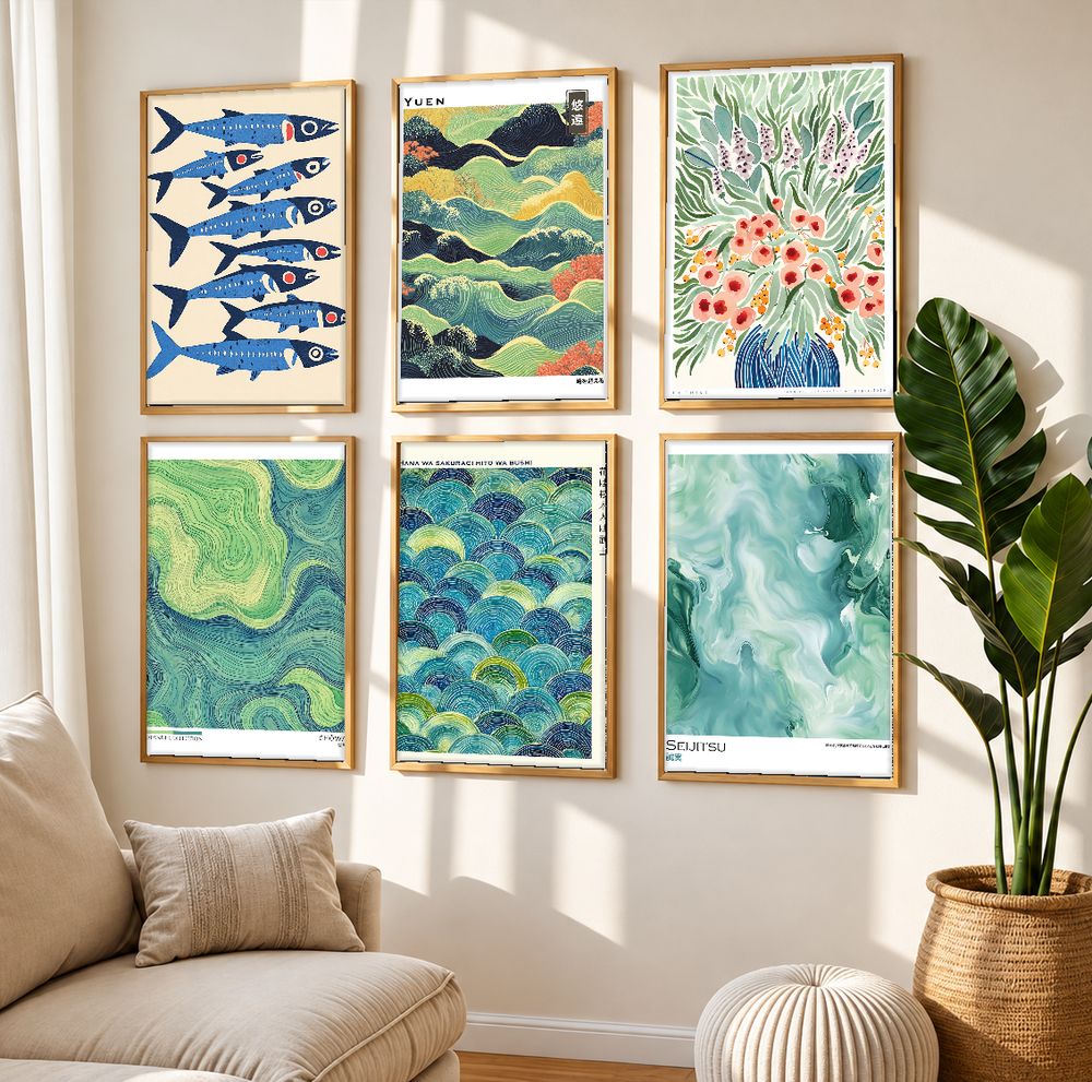 Set de 6 cuadros decorativos que combinan