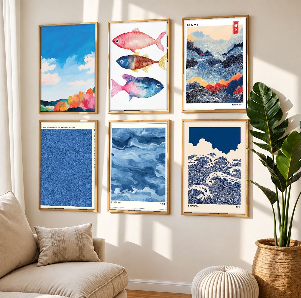 Set de 6 cuadros decorativos que combinan