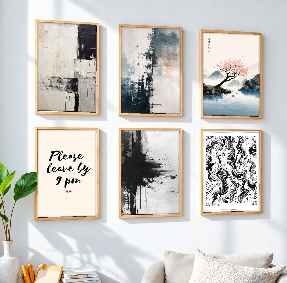 Set de 6 cuadros decorativos que combinan