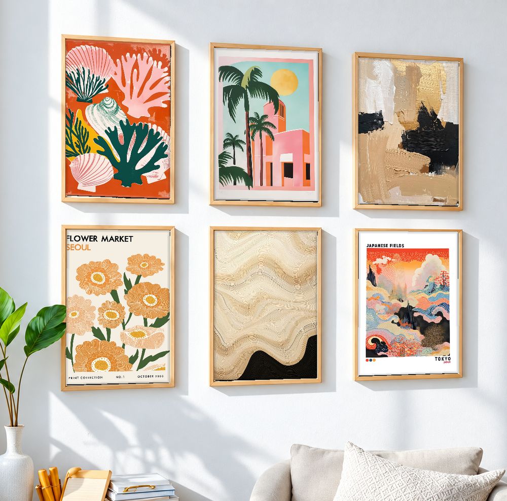 Set de 6 cuadros decorativos que combinan