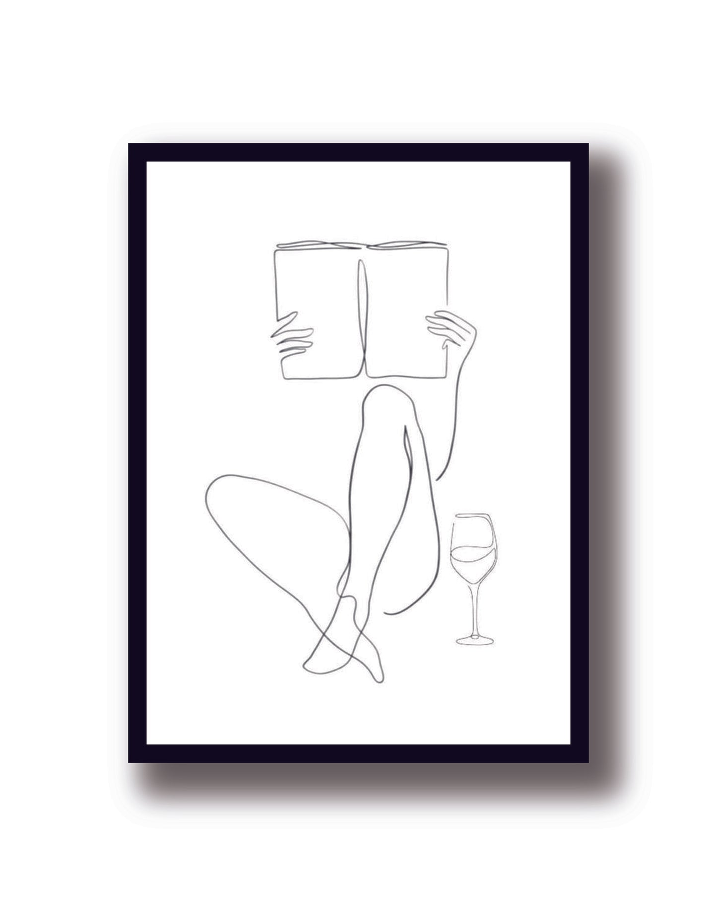 Cuadro Decorativo Libros, Copa de Vino, Lifestyle