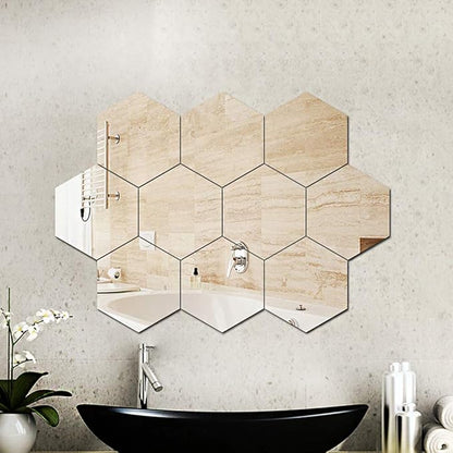 Espejos Hexágonal Varios Tamaños con Pegatina para Fácil Instalación