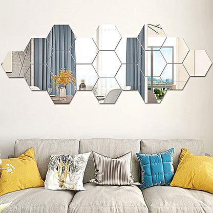 Espejos Hexágonal Varios Tamaños con Pegatina para Fácil Instalación