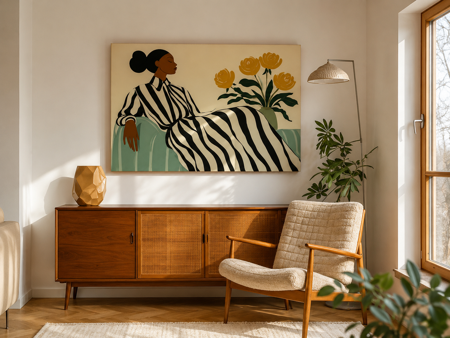 Cuadro Decorativo Mural Sin Marco 9mm - Ilustraciones Mujeres Horizontal