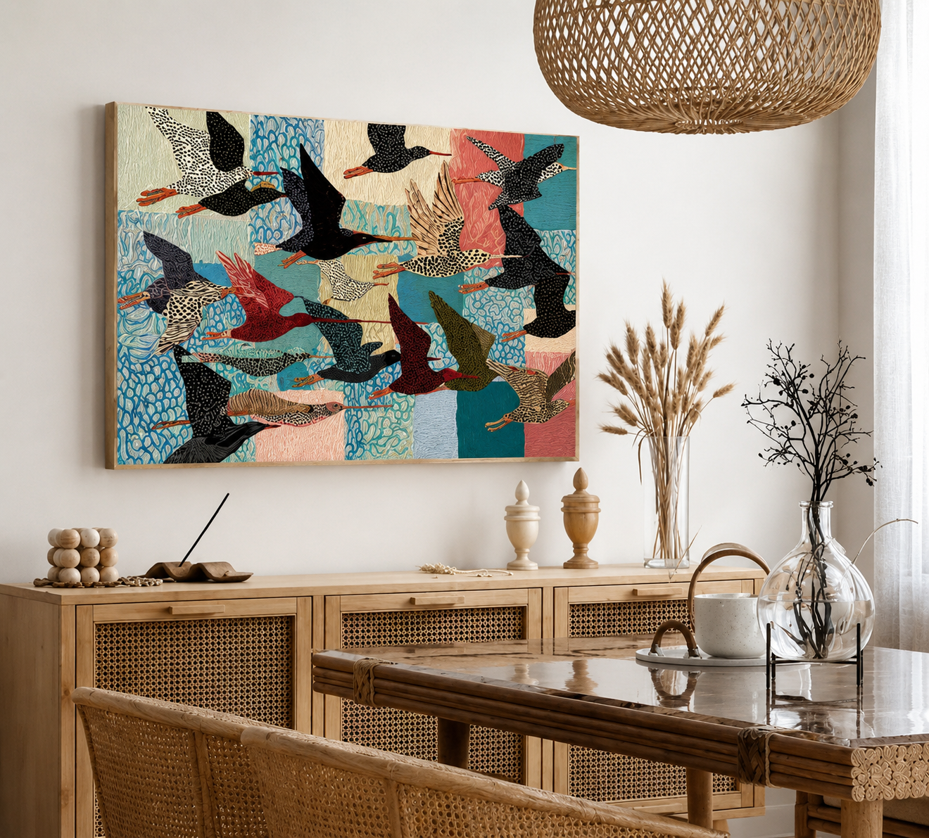 Cuadro Decorativo Mural Sin Marco 9mm - Ilustraciones Pájaros, Horizontal