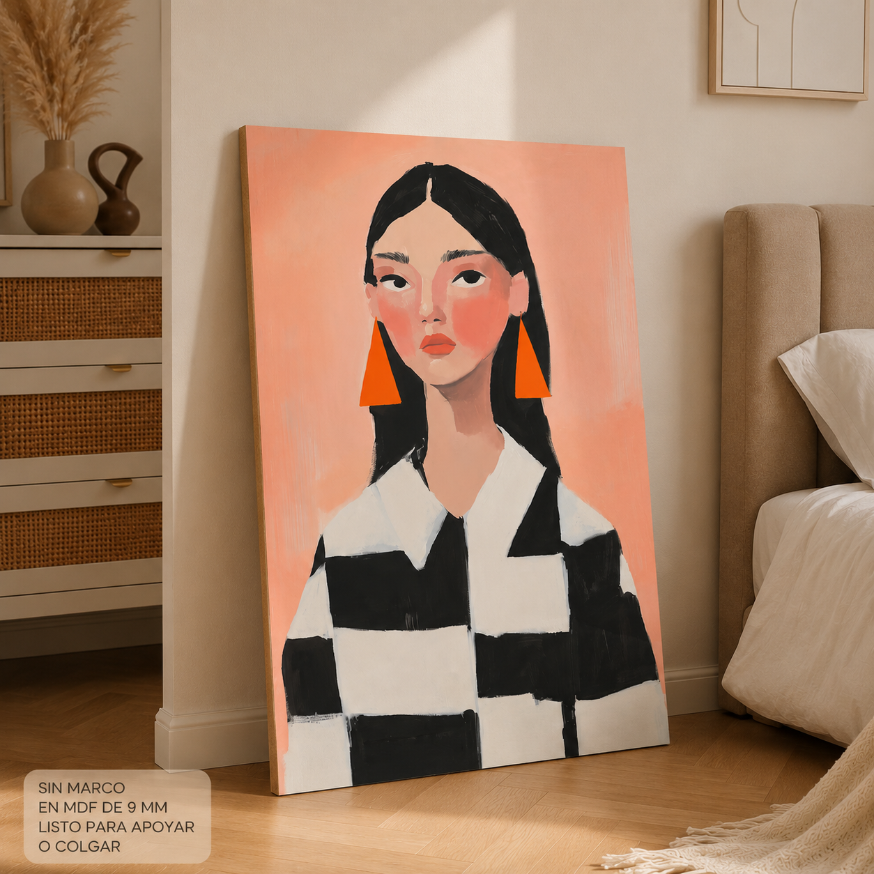 Cuadro Decorativo Mural Sin Marco 9mm - Ilustraciones Mujeres Rosa
