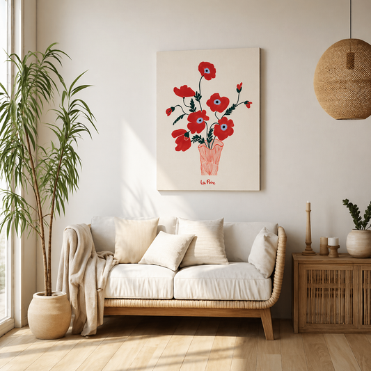 Cuadro Decorativo Mural Sin Marco 9mm - Flores Línea Colores I