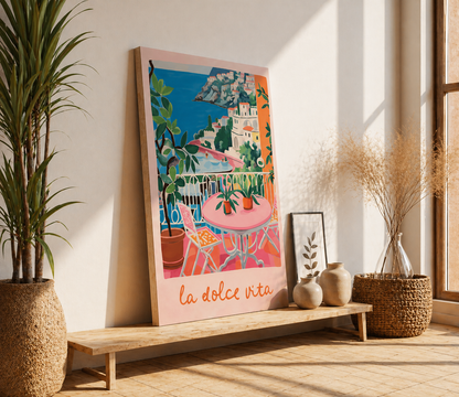 Cuadro Decorativo Mural Sin Marco 9mm - Frase Dolce Vita Línea Colores XX