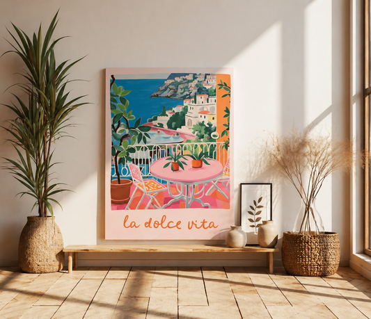 Cuadro Decorativo Mural Sin Marco 9mm - Frase Dolce Vita Línea Colores XX