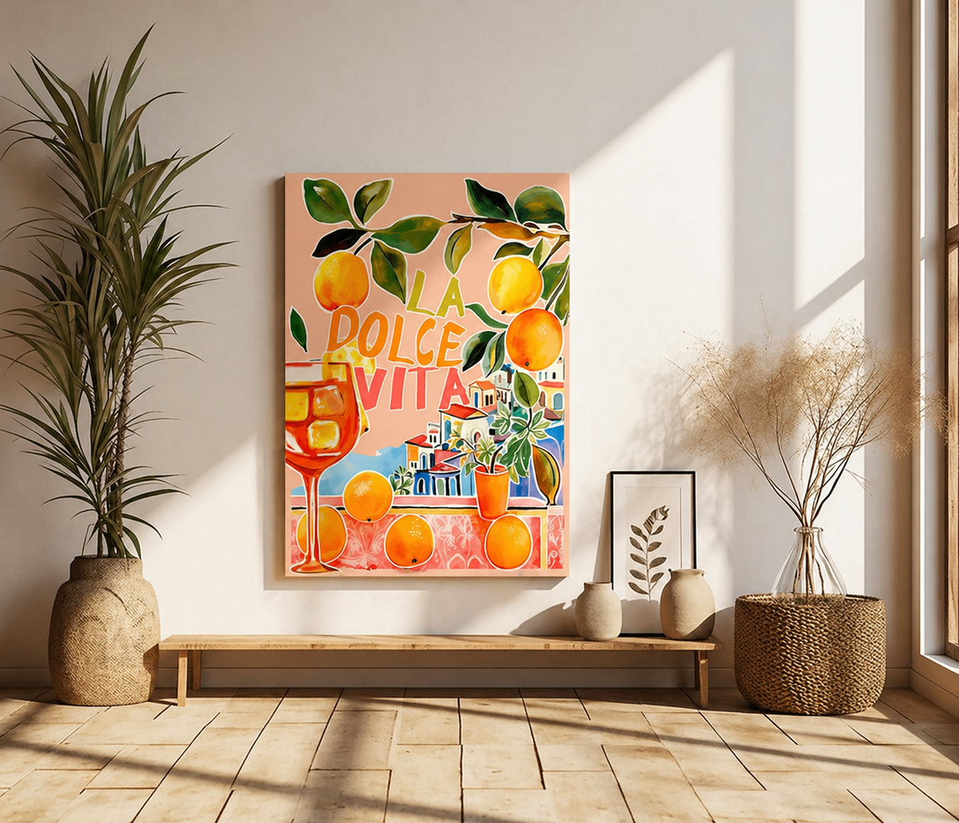Cuadro Decorativo Mural Sin Marco 9mm - Frase Dolce Vita Línea Colores XIX