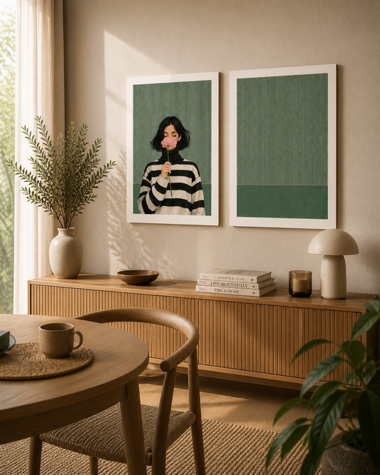 Set x 2 Cuadros Decorativos Mural Sin Marco 9mm - Mujeres Inhale