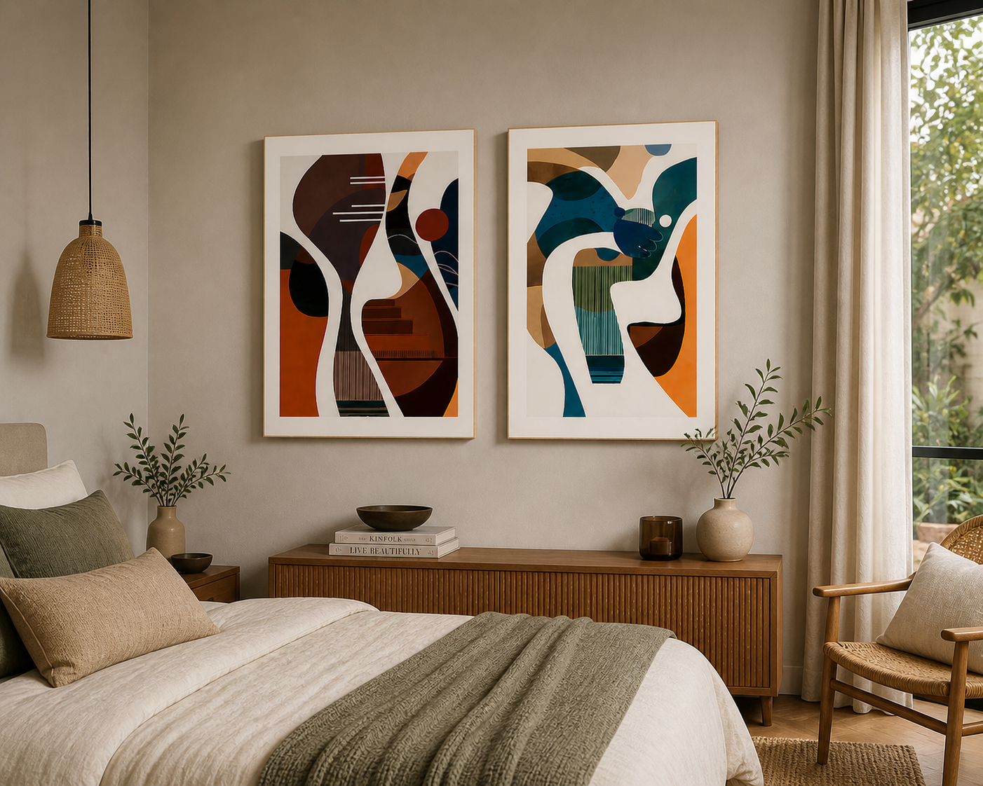 Set x 2 Cuadros Decorativos Mural Sin Marco 9mm - Abstractos