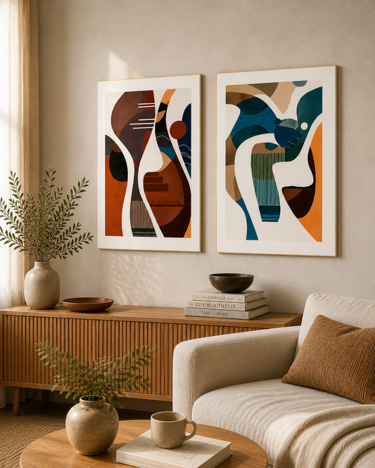 Set x 2 Cuadros Decorativos Mural Sin Marco 9mm - Abstractos