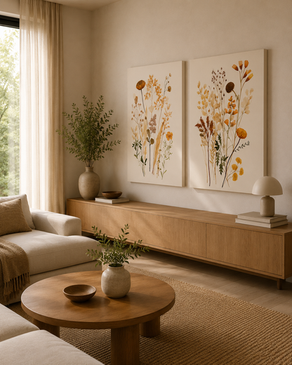 Set x 2 Cuadros Decorativos Mural Sin Marco 9mm - Flores