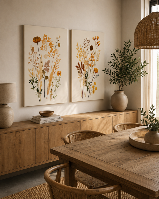 Set x 2 Cuadros Decorativos Mural Sin Marco 9mm - Flores