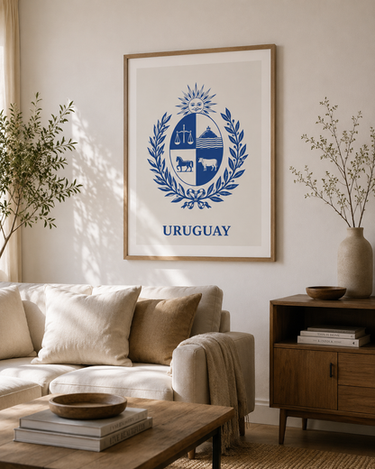 Cuadro Decorativo Uruguay Escudo Marco Natural