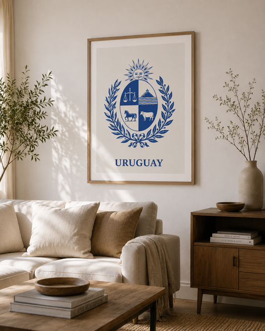 Cuadro Decorativo Uruguay Escudo Marco Natural