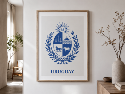 Cuadro Decorativo Uruguay Escudo Marco Natural