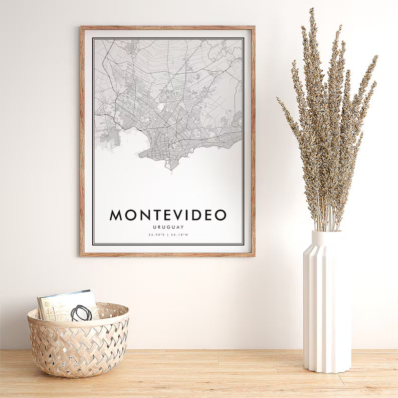 Cuadro Decorativo Uruguay Mapa Montevideo Marco Natural