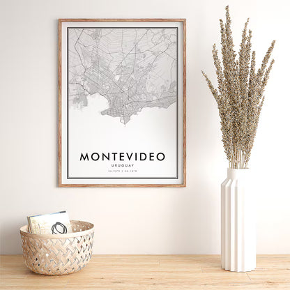 Cuadro Decorativo Uruguay Mapa Montevideo Marco Natural