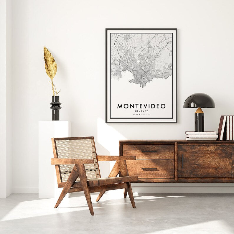 Cuadro Decorativo Uruguay Mapa Montevideo Marco Natural