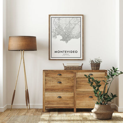 Cuadro Decorativo Uruguay Mapa Montevideo Marco Natural