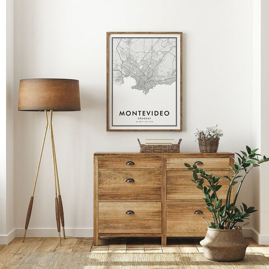 Cuadro Decorativo Uruguay Mapa Montevideo Marco Natural