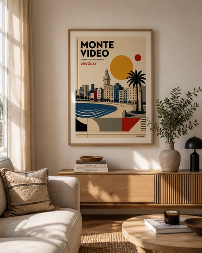 Cuadro Decorativo Uruguay Paisaje Geométrico Montevideo Marco Natural