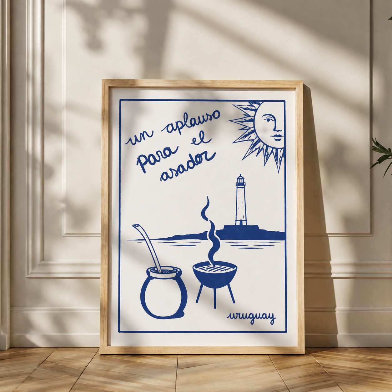 Cuadro Decorativo Uruguay Un aplauso para el asador Marco Natural