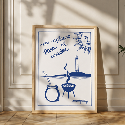 Cuadro Decorativo Uruguay Un aplauso para el asador Marco Natural
