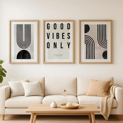 Set x3 Cuadros Abstract XIV Marco Natural
