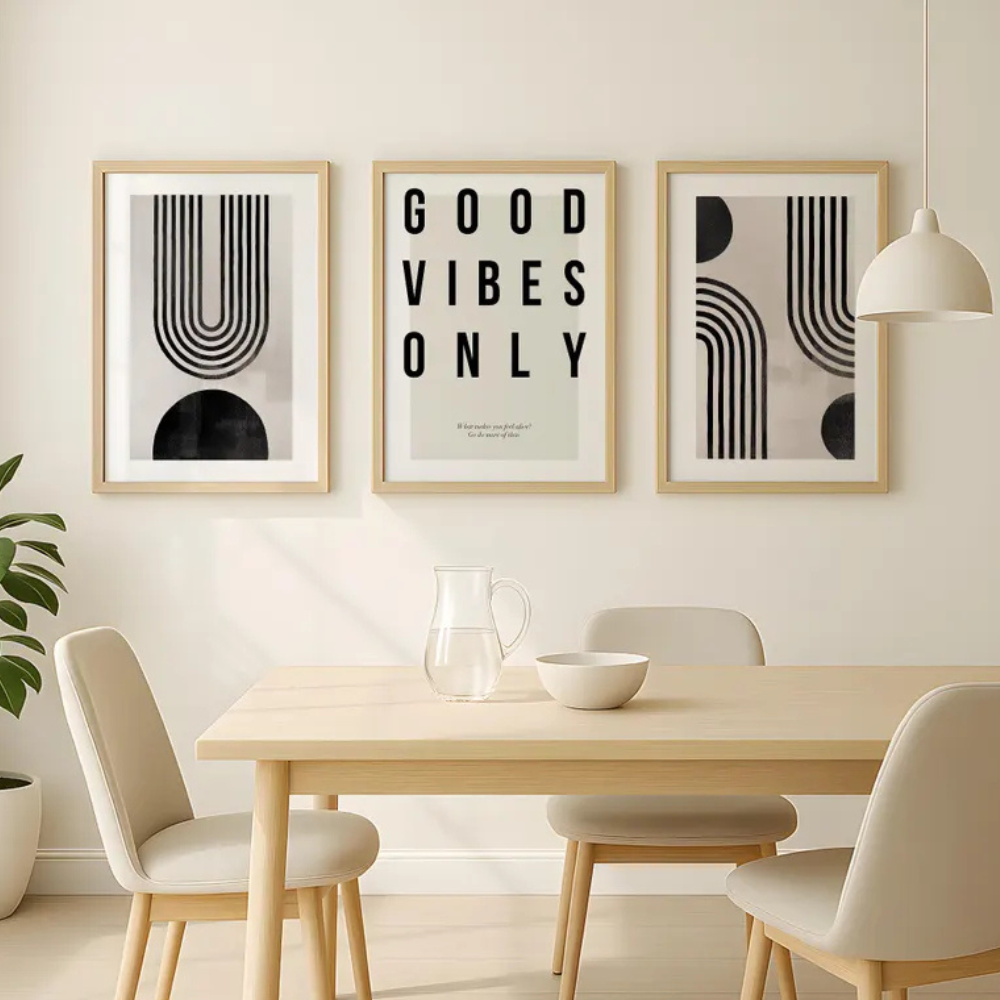 Set x3 Cuadros Abstract XIV Marco Natural