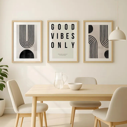 Set x3 Cuadros Abstract XIV Marco Natural