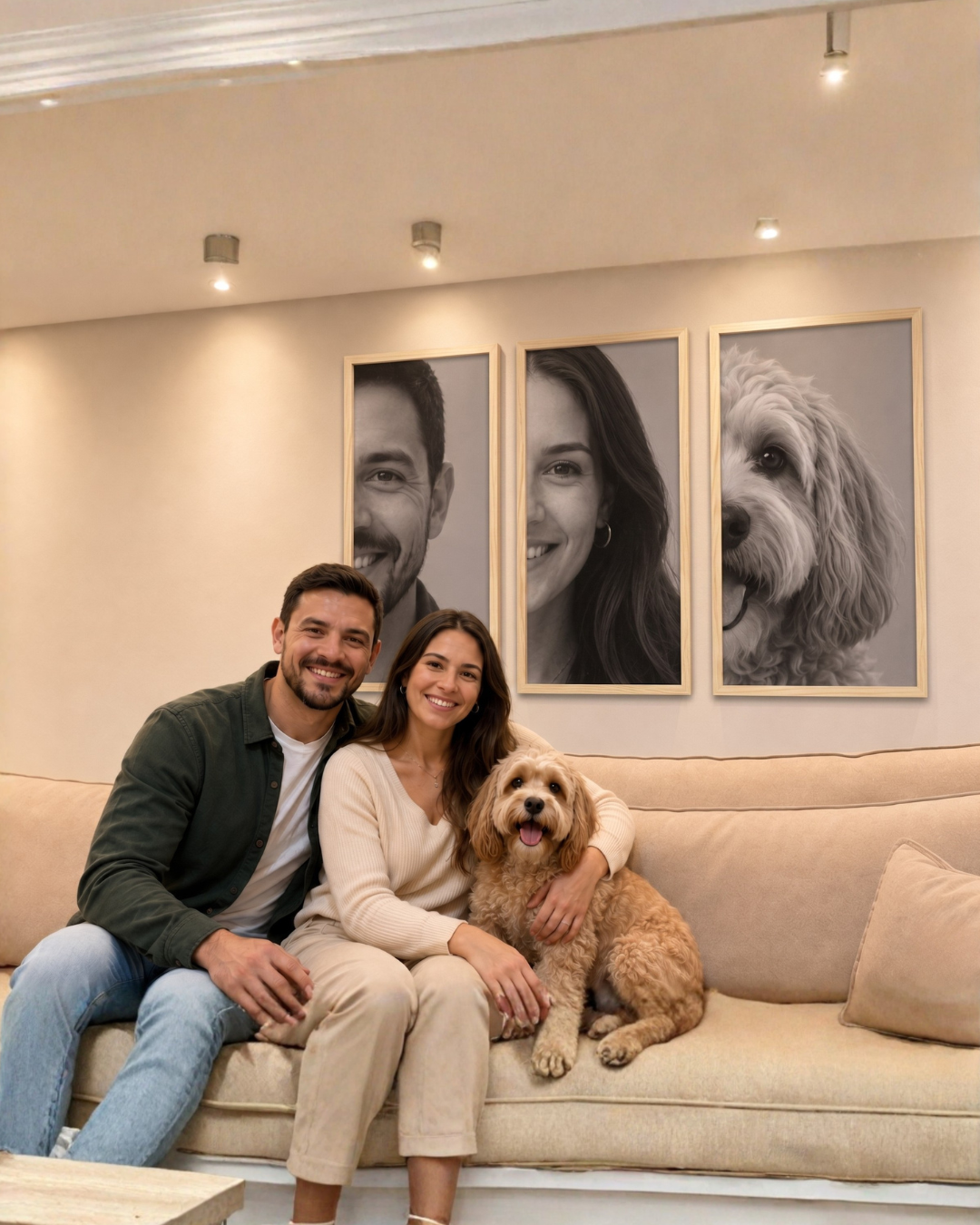 Set x3 Cuadros Personalizados, Fotos Familiares Marco Natural