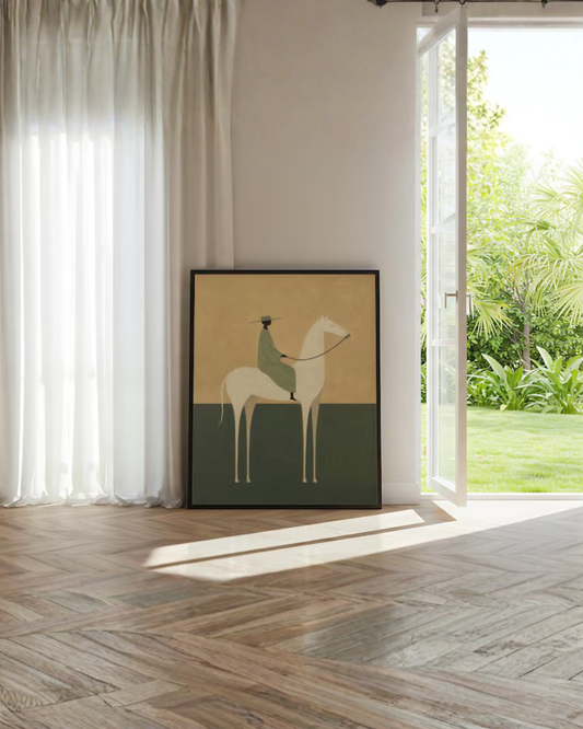 Cuadro Decorativo Modernos, Jinete Naif Verde Oliva