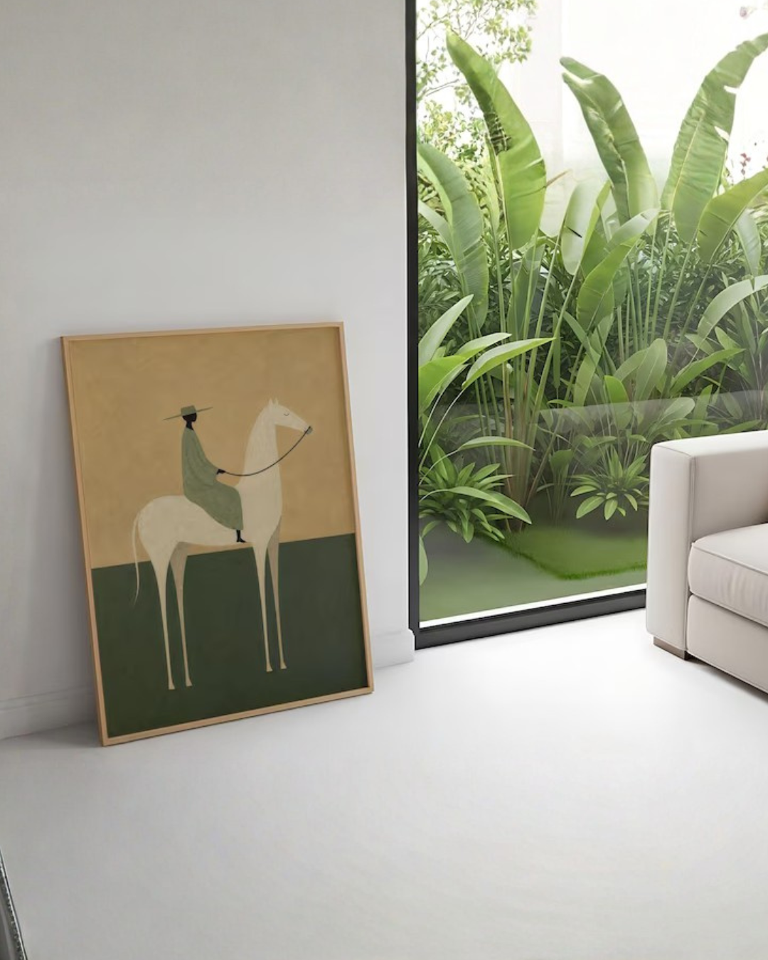 Cuadro Decorativo Modernos, Jinete Naif Verde Oliva