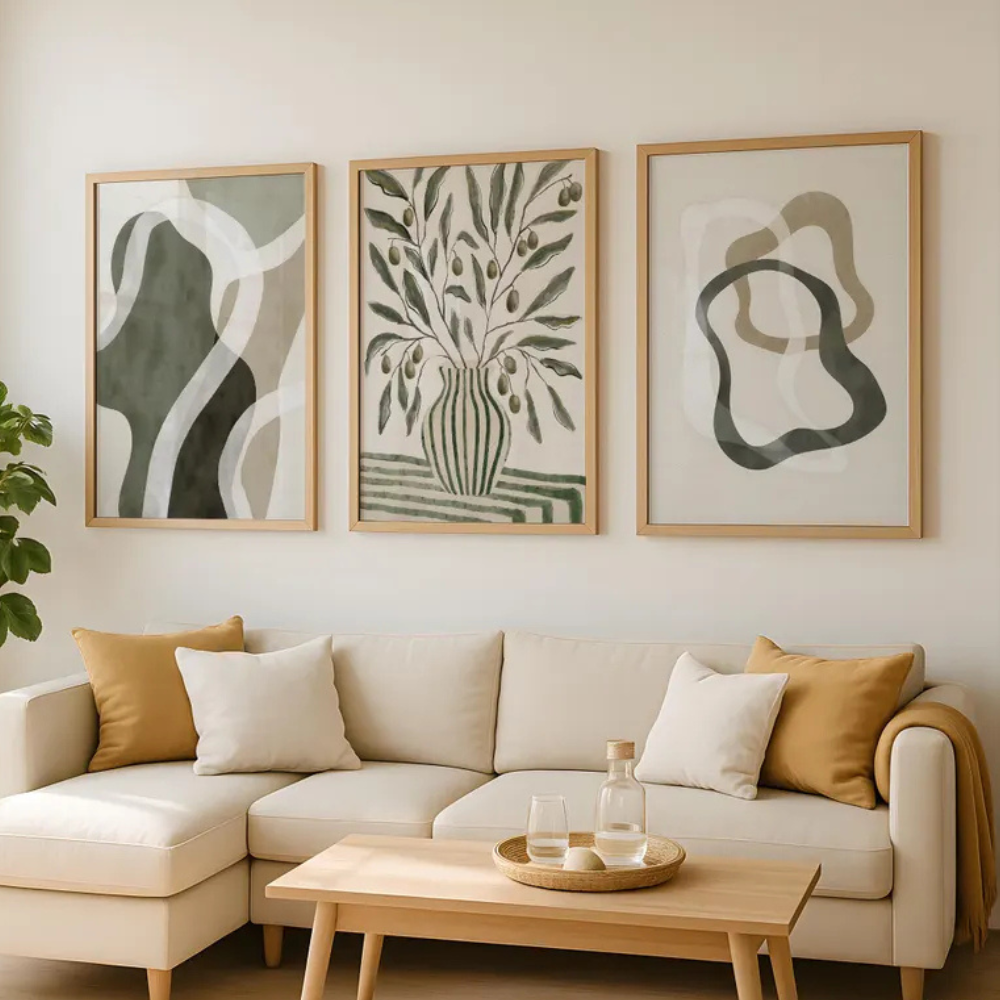 Set x3 Cuadros Abstract XIX Marco Natural