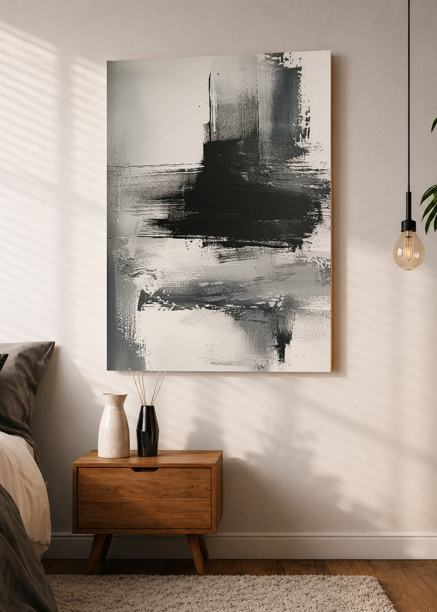 Cuadro Decorativo Mural Sin Marco 5mm - Abstracto, Bloques Pincel Gris