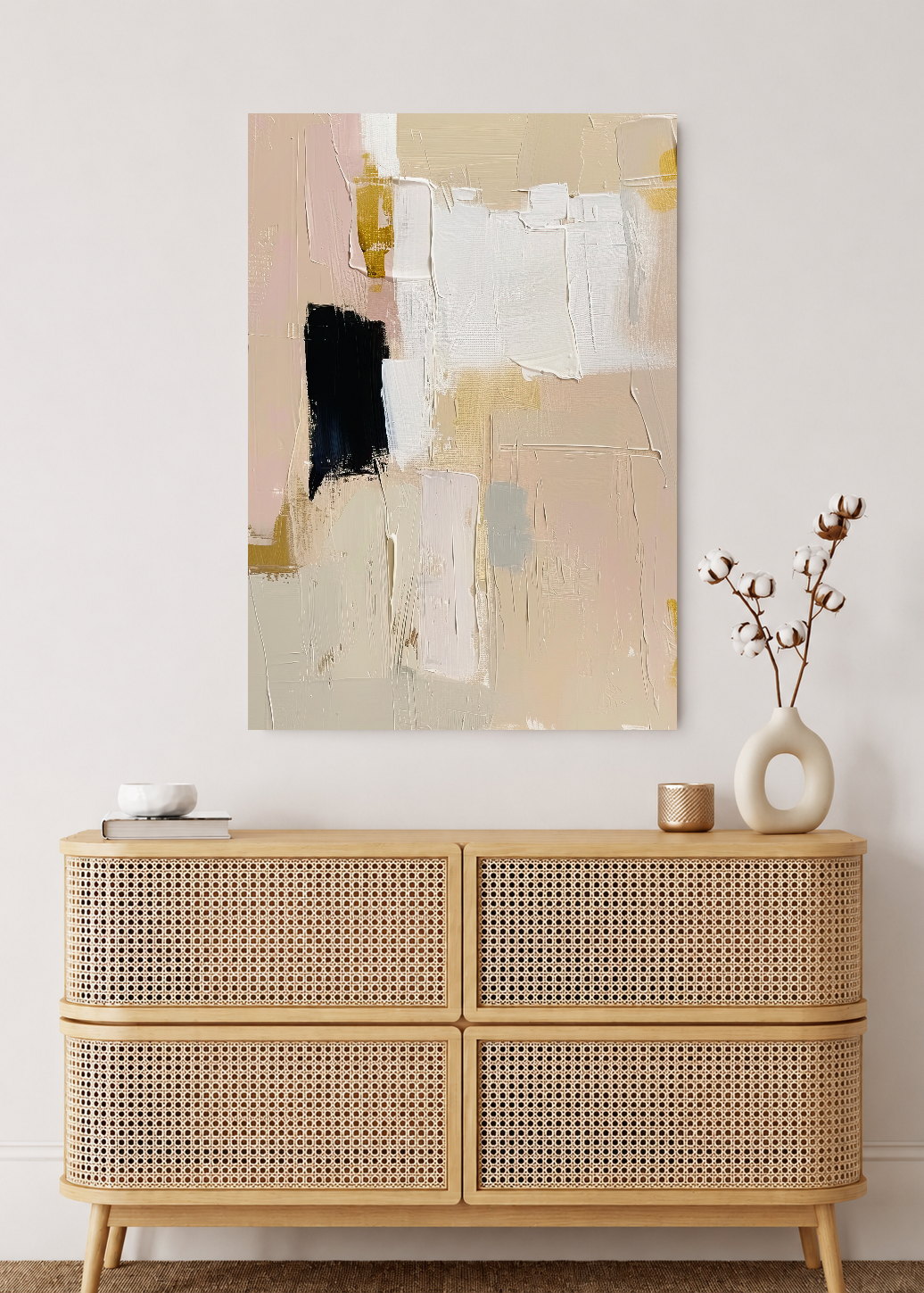 Cuadro Decorativo Mural Sin Marco 5mm - Abstracto, Bloques Rosa Beige