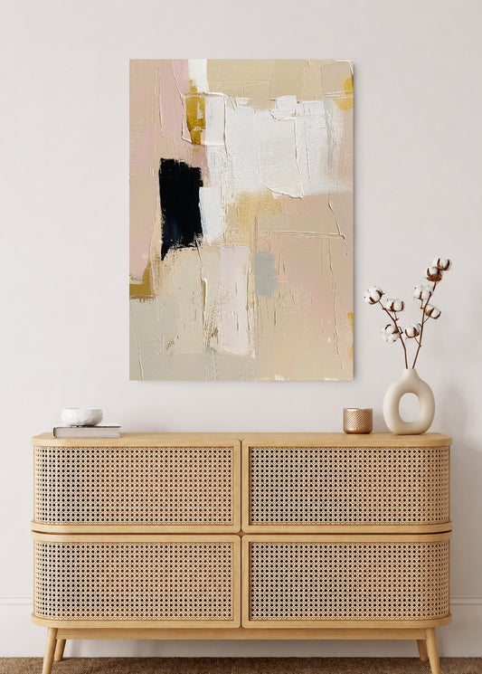 Cuadro Decorativo Mural Sin Marco 5mm - Abstracto, Bloques Rosa Beige