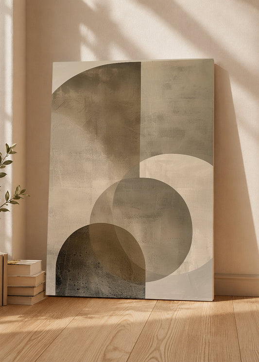 Cuadro Decorativo Mural Sin Marco 5mm - Abstracto, Círculos Gris Beige