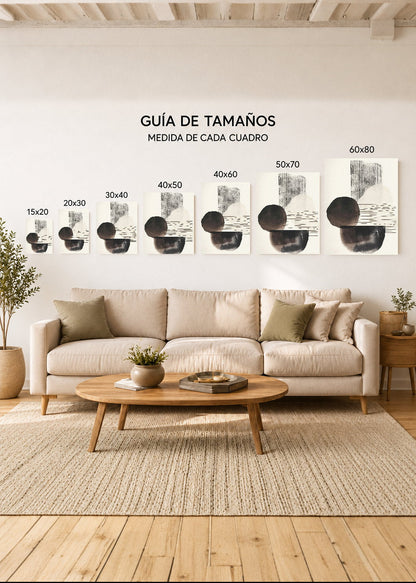 Cuadro Decorativo Mural Sin Marco 5mm - Abstracto, Círculos Líneas Crema