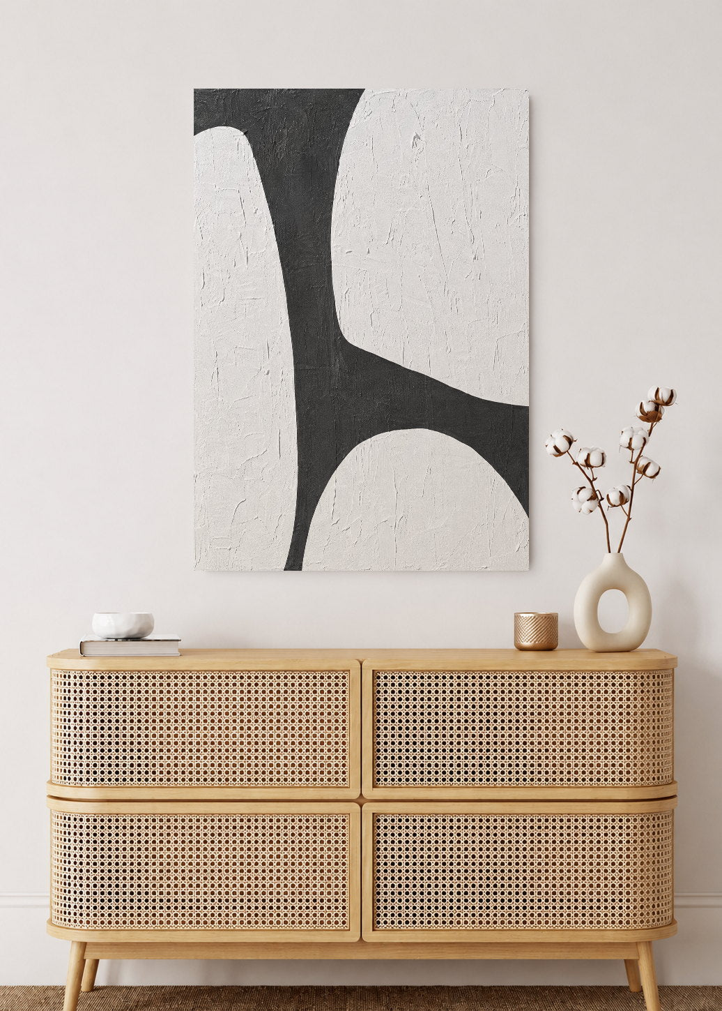 Cuadro Decorativo Mural Sin Marco 5mm - Abstracto, Formas Curvas Negro y Blanco
