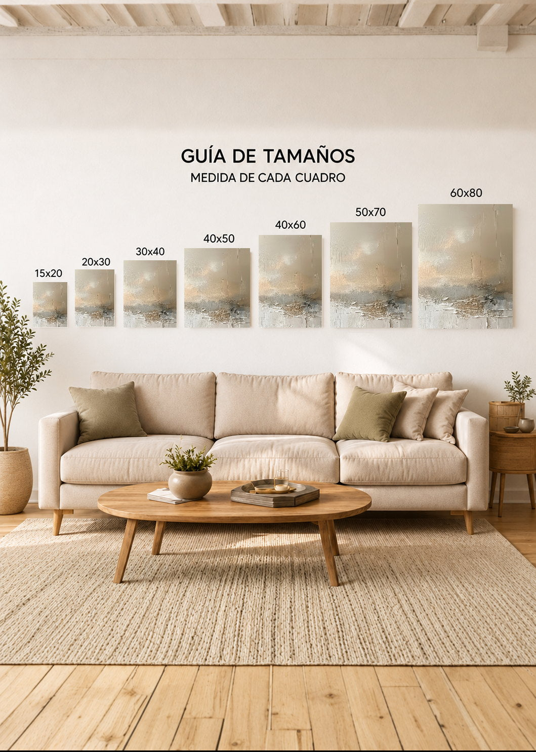 Cuadro Decorativo Mural Sin Marco 5mm - Abstracto, Horizonte Textura Crema