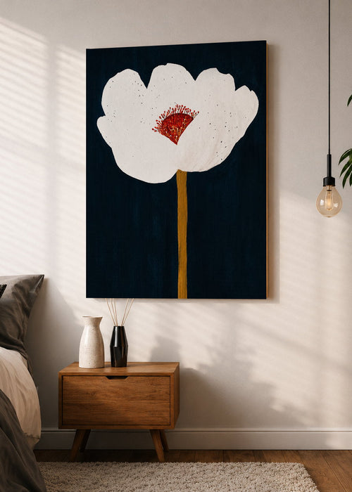 Cuadro Decorativo Mural Sin Marco 5mm - Ilustraciones Flor Blanco y Azul