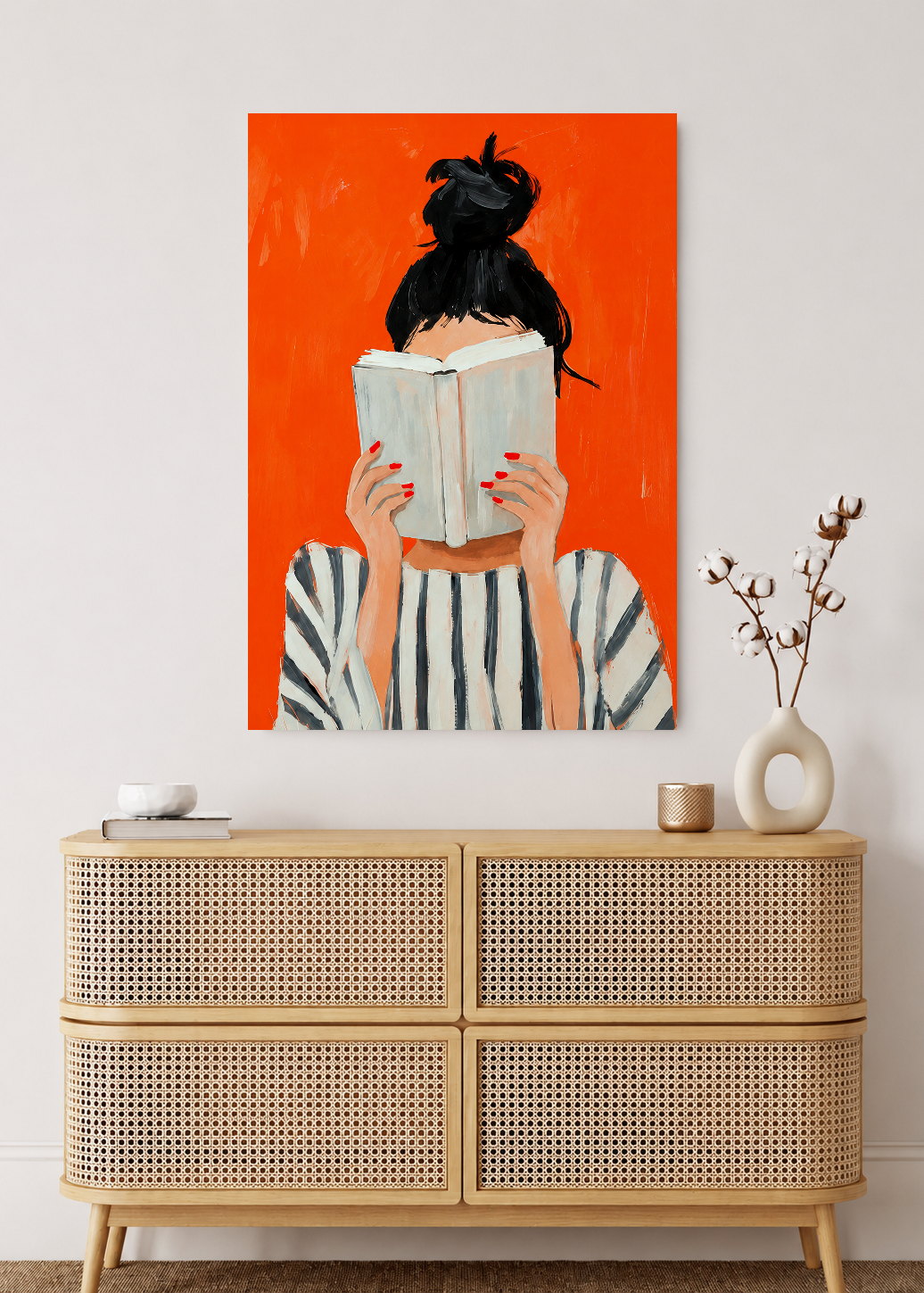 Cuadro Decorativo Mural Sin Marco 5mm - Ilustraciones Mujeres, Rojo, Libro