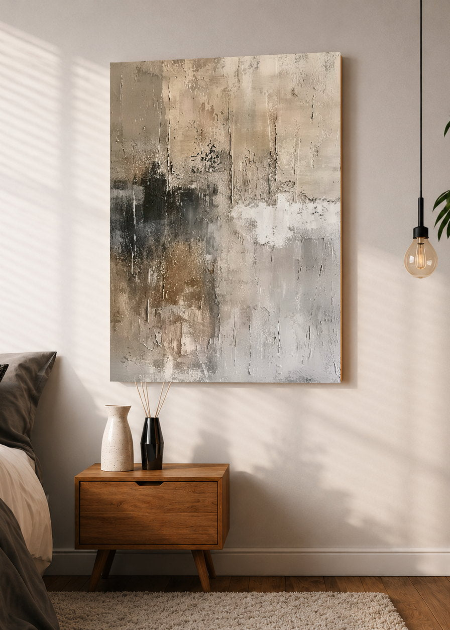 Cuadro Decorativo Mural Sin Marco 5mm - Abstracto, Textura Beige Gris