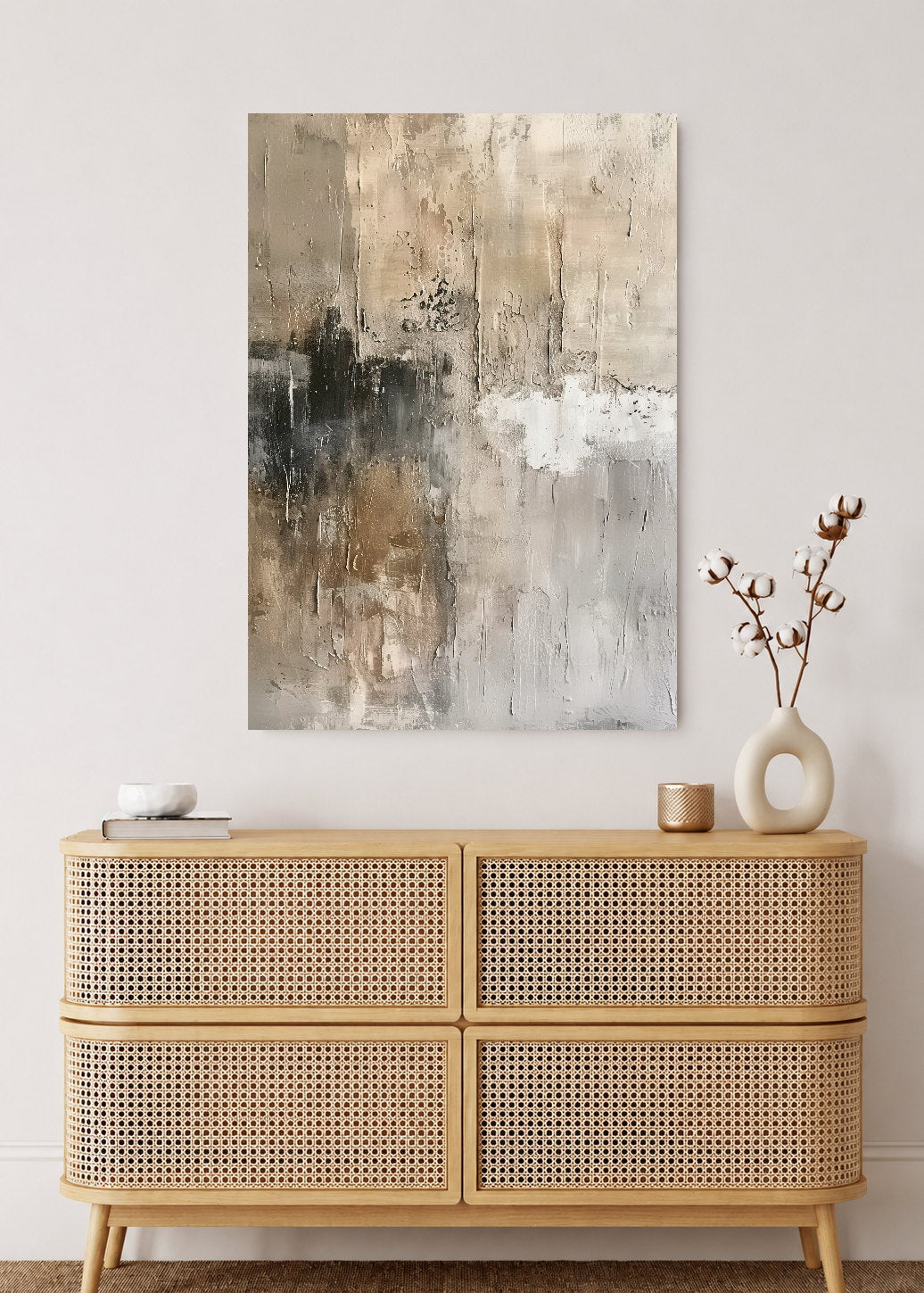 Cuadro Decorativo Mural Sin Marco 5mm - Abstracto, Textura Beige Gris