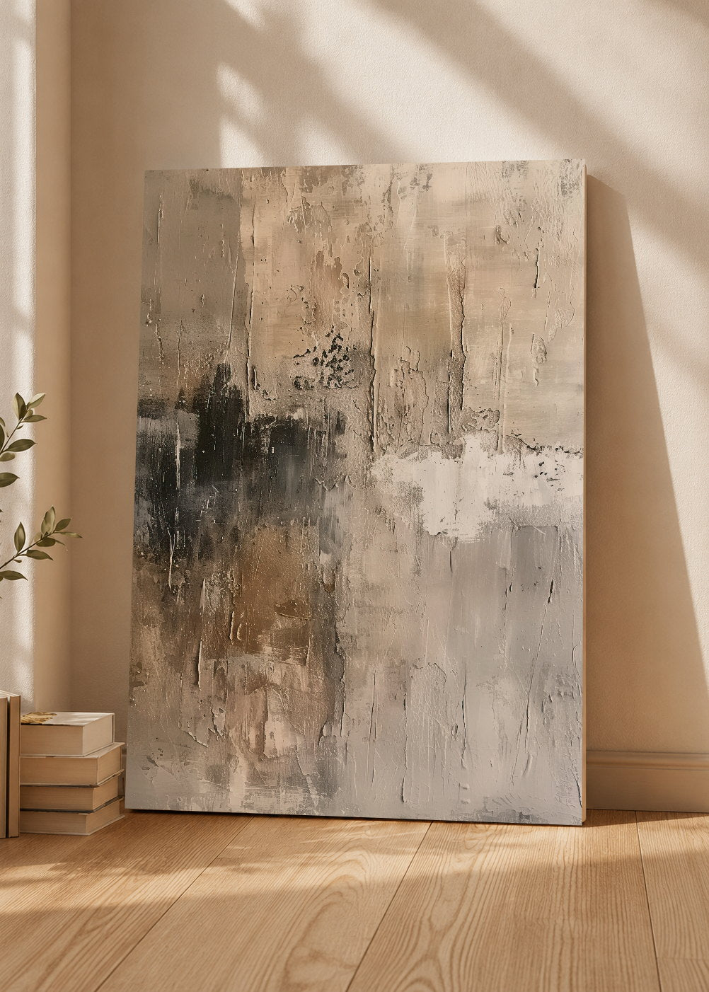 Cuadro Decorativo Mural Sin Marco 5mm - Abstracto, Textura Beige Gris