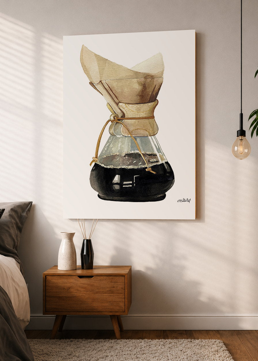 Cuadro Decorativo Mural Sin Marco 5mm - Cafetera V60 en Acuarelas by Beluulet